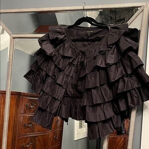 Escada Black Multi-Tier Ruffle Cape